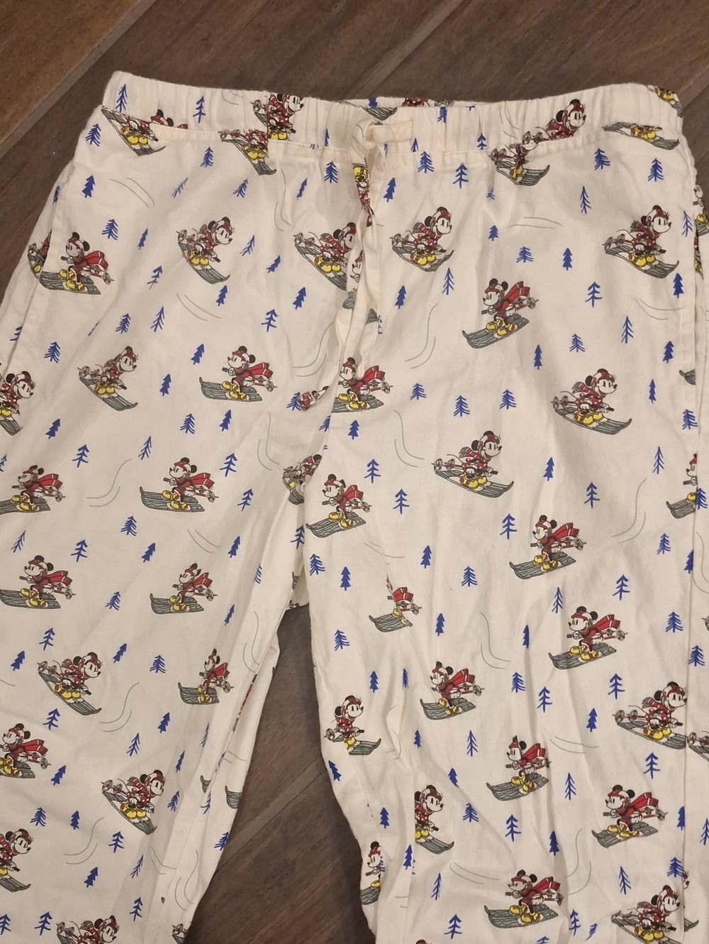 Hanna Andersson x Disney Skiing Mickey Cotton Pajama Pants White Size Small